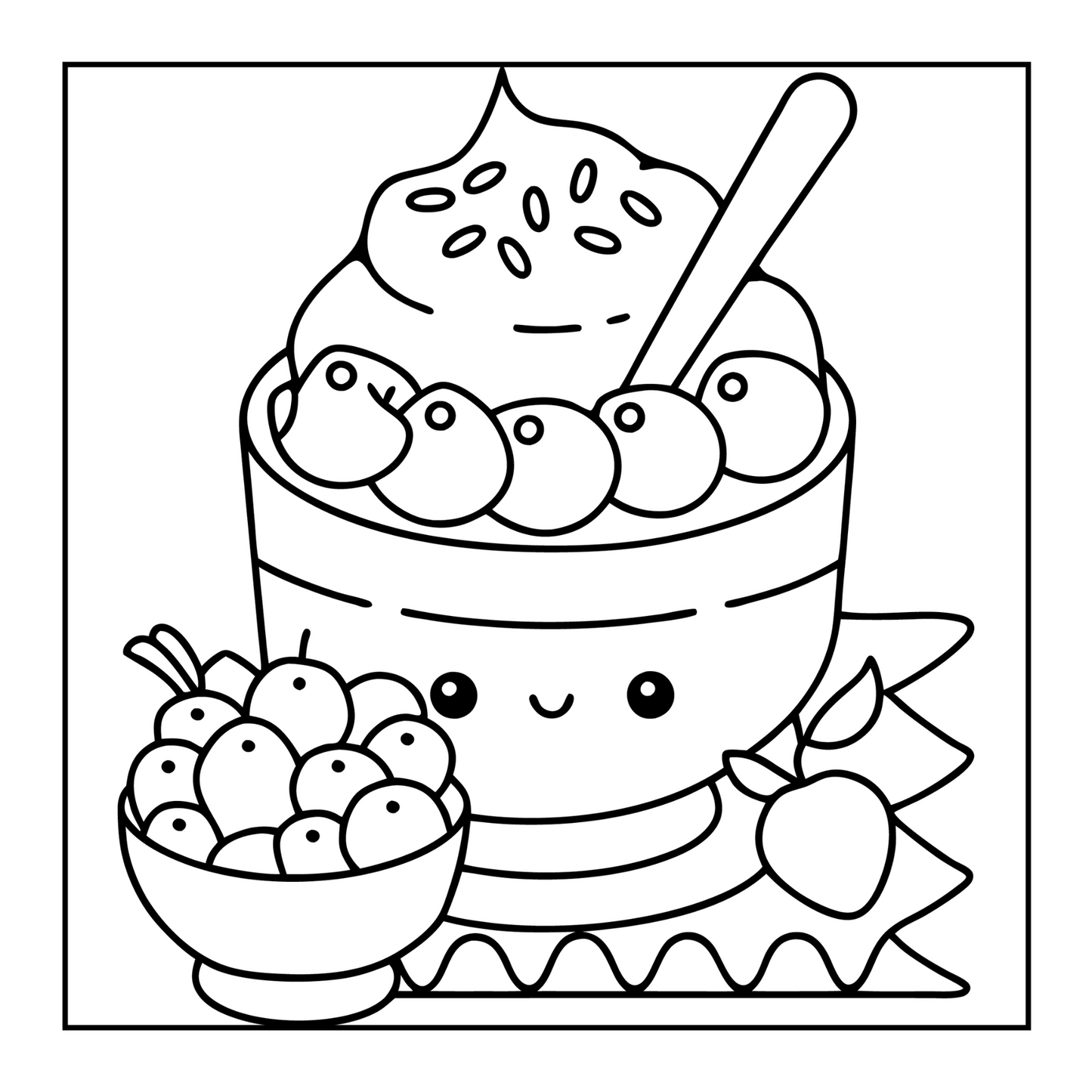 50 Pages Cozy Dessert Foodie Food Lover Coloring Book for Young Kids Men Women Boys Girls Teens Youth Simple Bold and Easy Cute Coloring