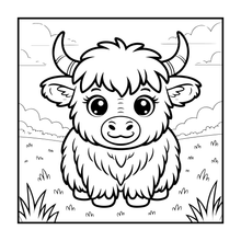 Load image into Gallery viewer, Highland Cow Coloring Book Gift for Adults Kids Boys Girls Teens: Single Sided Pages 25 Designs Cozy Cow Coloring Book for Children