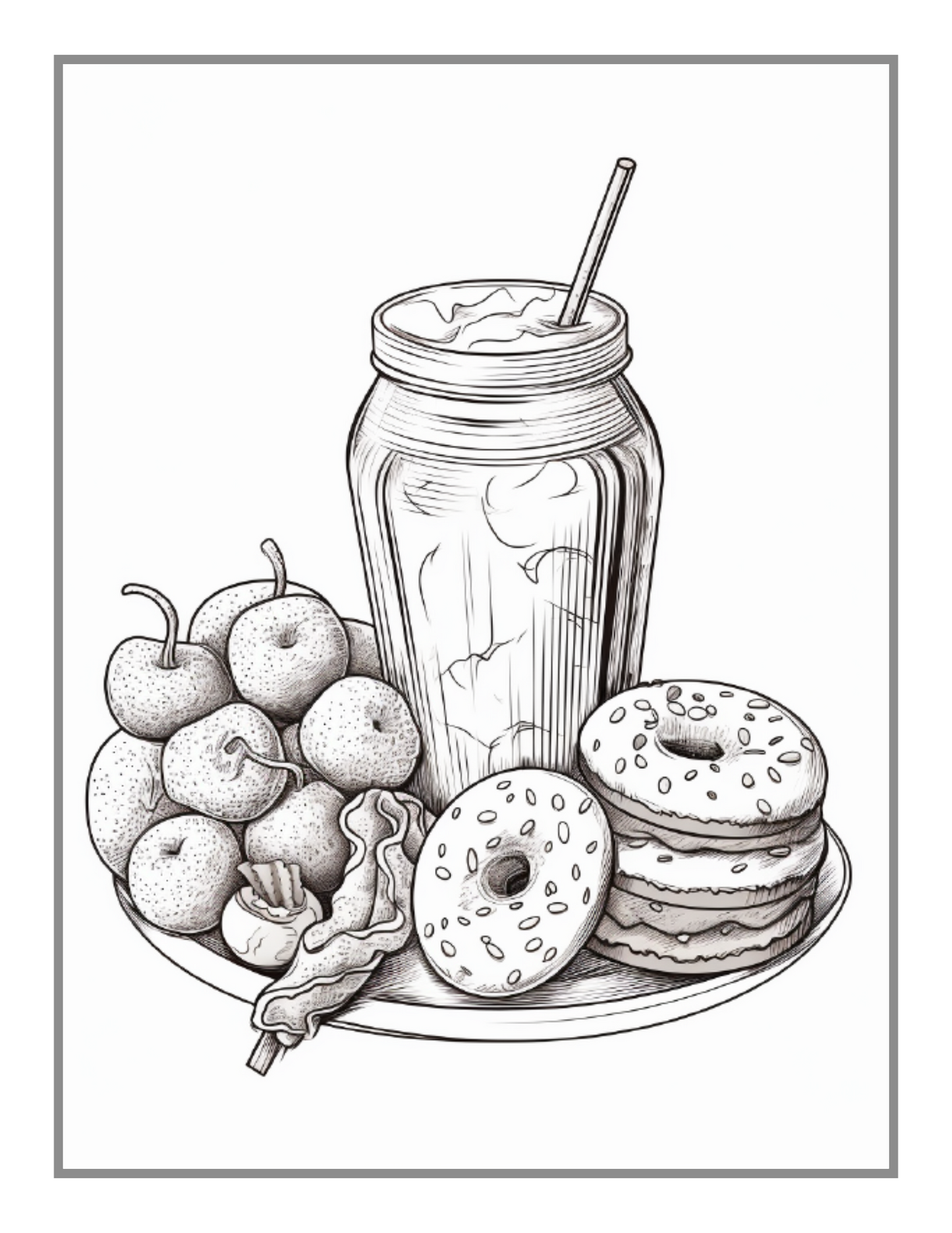 50 Pages Bold and Easy Food Coloring Book Gift for Adults Kids Men Women Boys Girls Teens Kawaii Dessert Coloring Book for Fast Food Lover