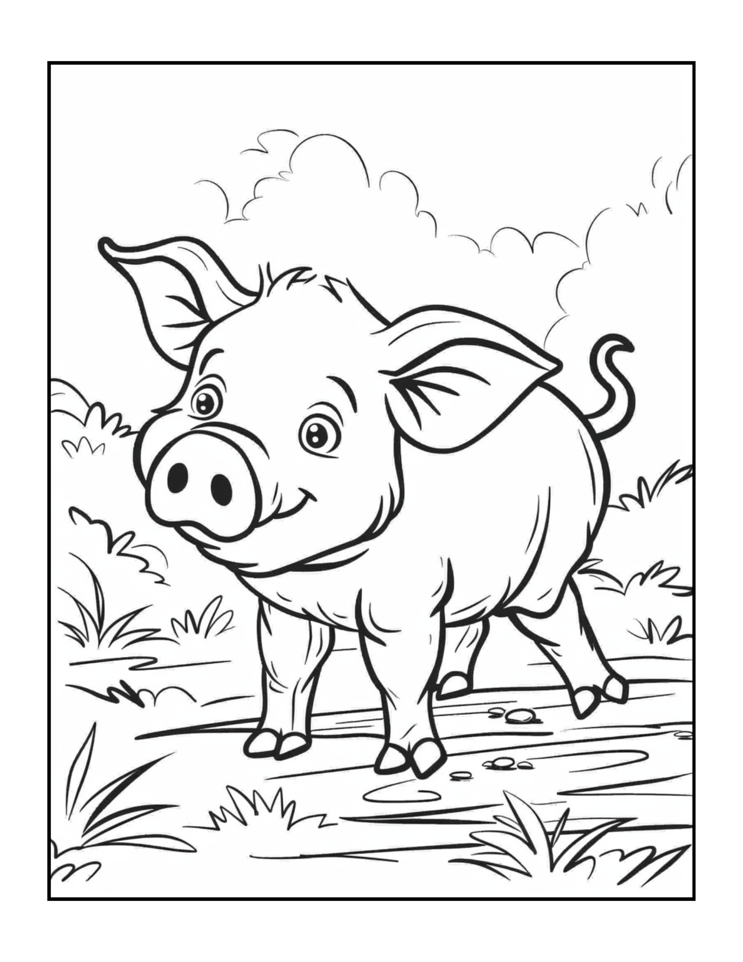 50 Pages Single Sided Cute Pig Coloring Book Gift for Adults Men Women Kids Young Boys Girls Teens Bold and Easy Simple Stress Relief