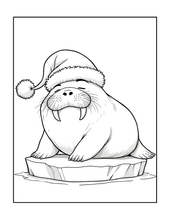 Load image into Gallery viewer, Cozy Christmas Coloring Book for Kids Adults: 25 Bold Easy Single Sided Holiday Coloring Pages with Cute Kitten Santa Snowman Designs