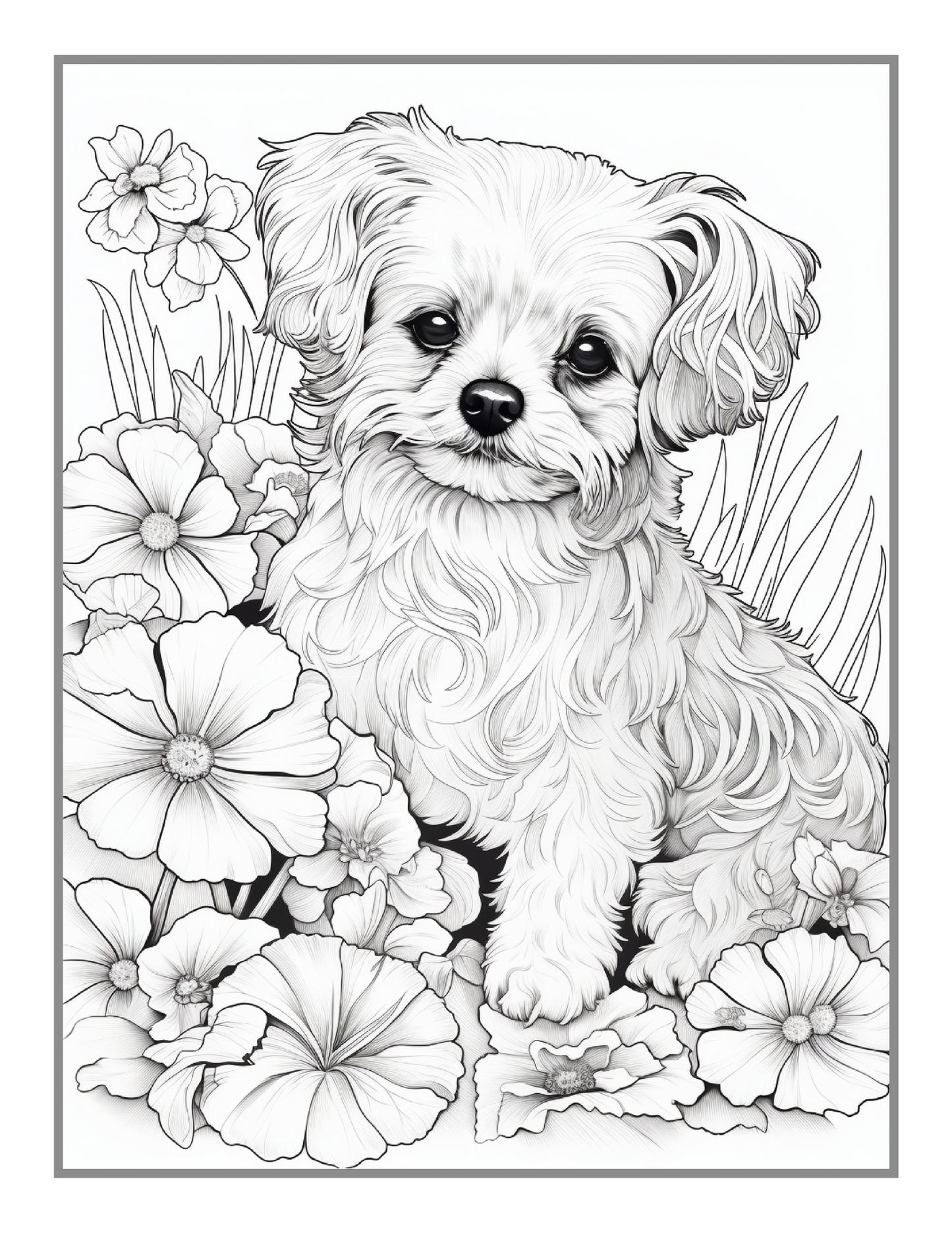 50 Pages Cute Dog Puppy Lover Coloring Book Gift for Adults Kids Boys Girls Teens Men Women Birthday Holiday Present Pet Owner Coloring Book