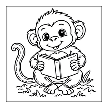 Load image into Gallery viewer, Cute Monkey Coloring Book for Kids Adults Fun Zoo Animal Pages, Stress Relief Creative Activity Coloring Book