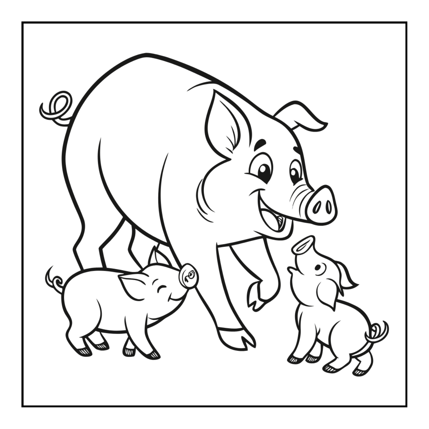 50 Pages Single Sided Cute Pig Coloring Book Gift for Adults Men Women Kids Young Boys Girls Teens Bold and Easy Simple Stress Relief
