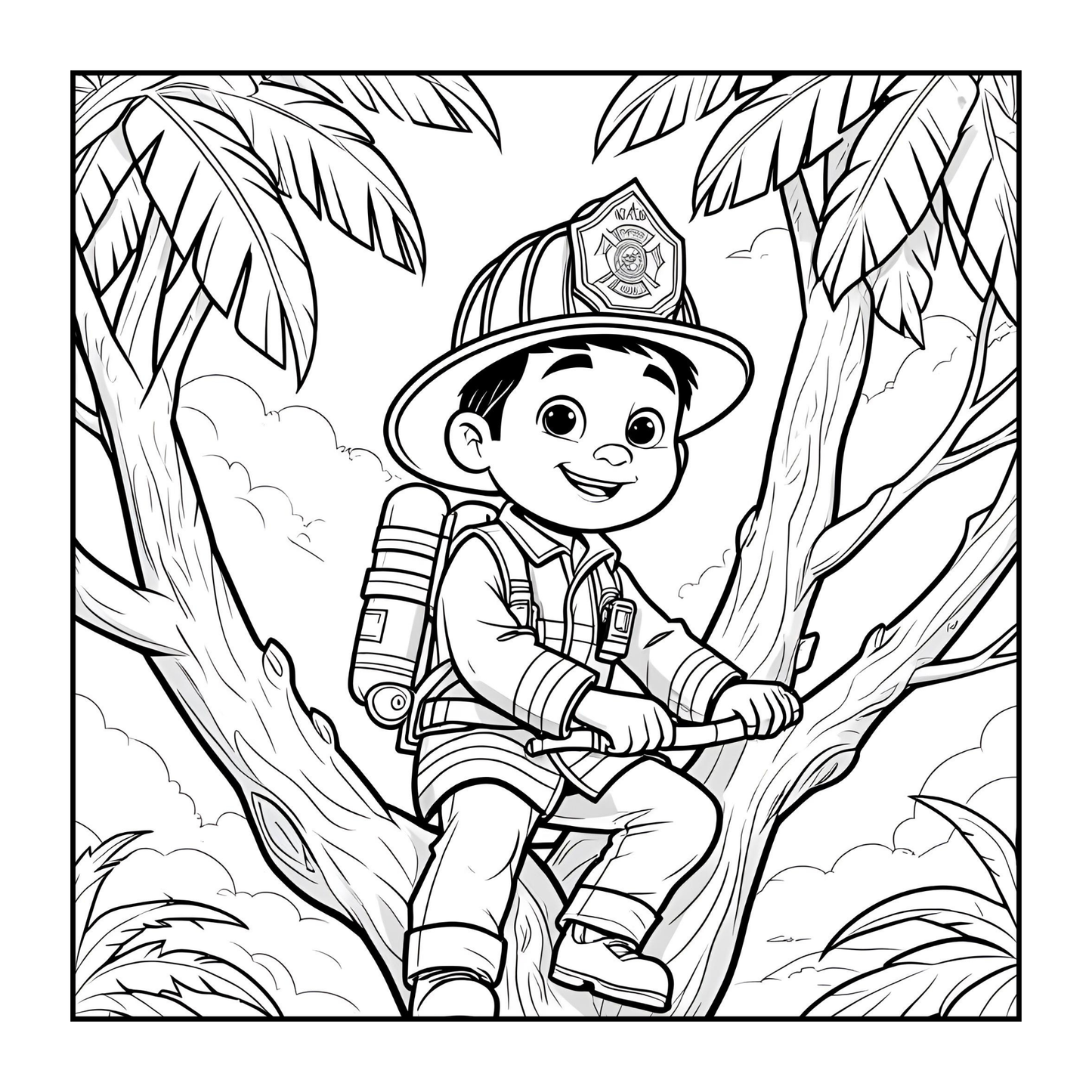 Cool Firefighter Coloring Book Gift for Adults Men Women Kids Boys Girls Teens Bold and Easy Stress Relief Firefighter Coloring Book