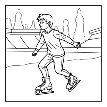 Load image into Gallery viewer, Ice Skating Coloring Book Kids Adults, Winter Sports Figure Skate Activity Coloring Pages, Gift for Skaters Hockey Fans