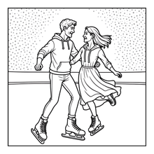 Load image into Gallery viewer, Ice Skating Coloring Book Kids Adults, Winter Sports Figure Skate Activity Coloring Pages, Gift for Skaters Hockey Fans