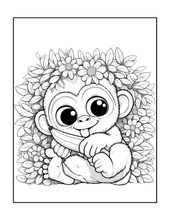 Load image into Gallery viewer, Cute Monkey Coloring Book for Kids Adults Fun Zoo Animal Pages, Stress Relief Creative Activity Coloring Book
