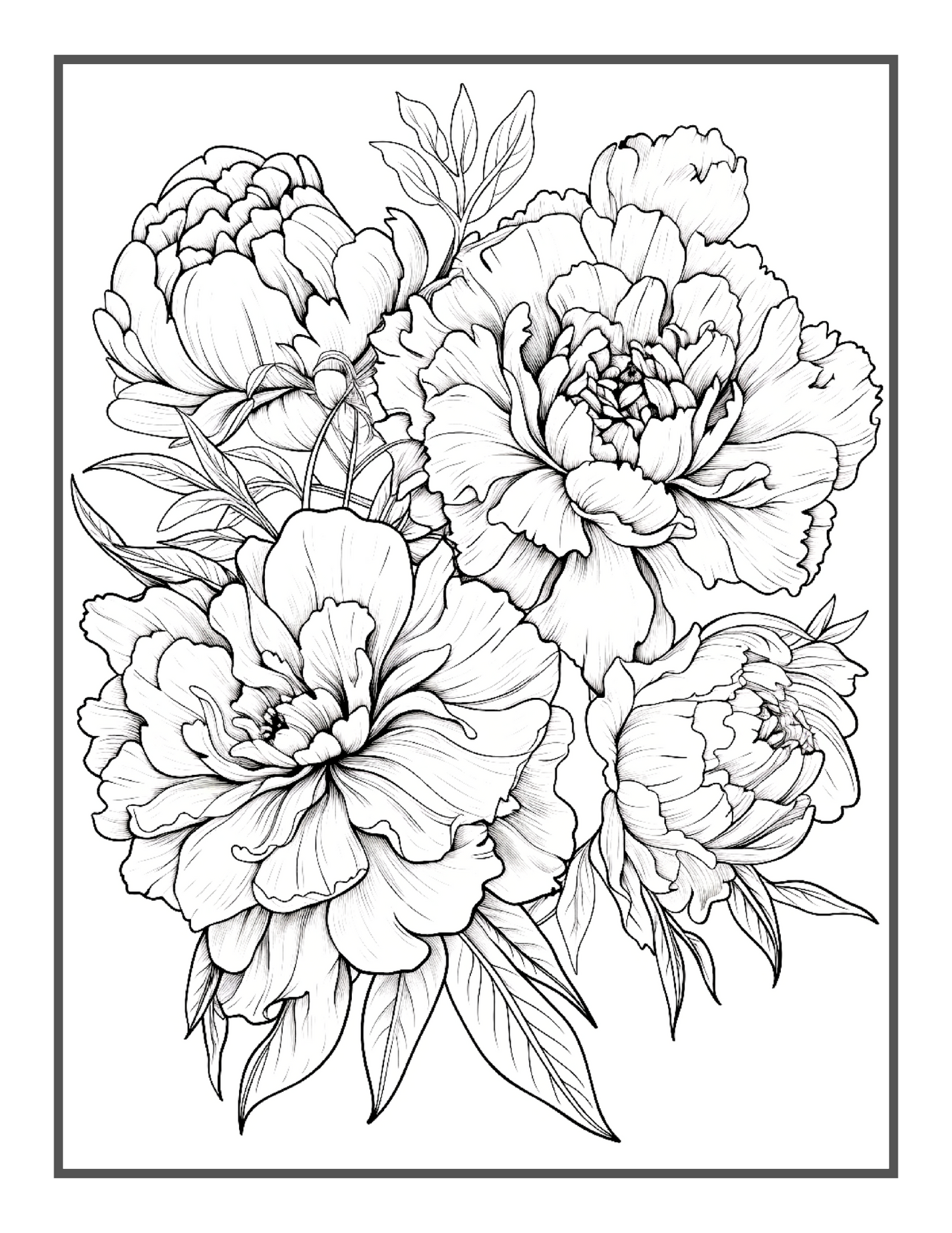 Valentines Art Flowers Coloring Book Gift for Adults Kids Men Women Boys Girls Teens 50 Pages Cute Floral Coloring Pages for Children Youth