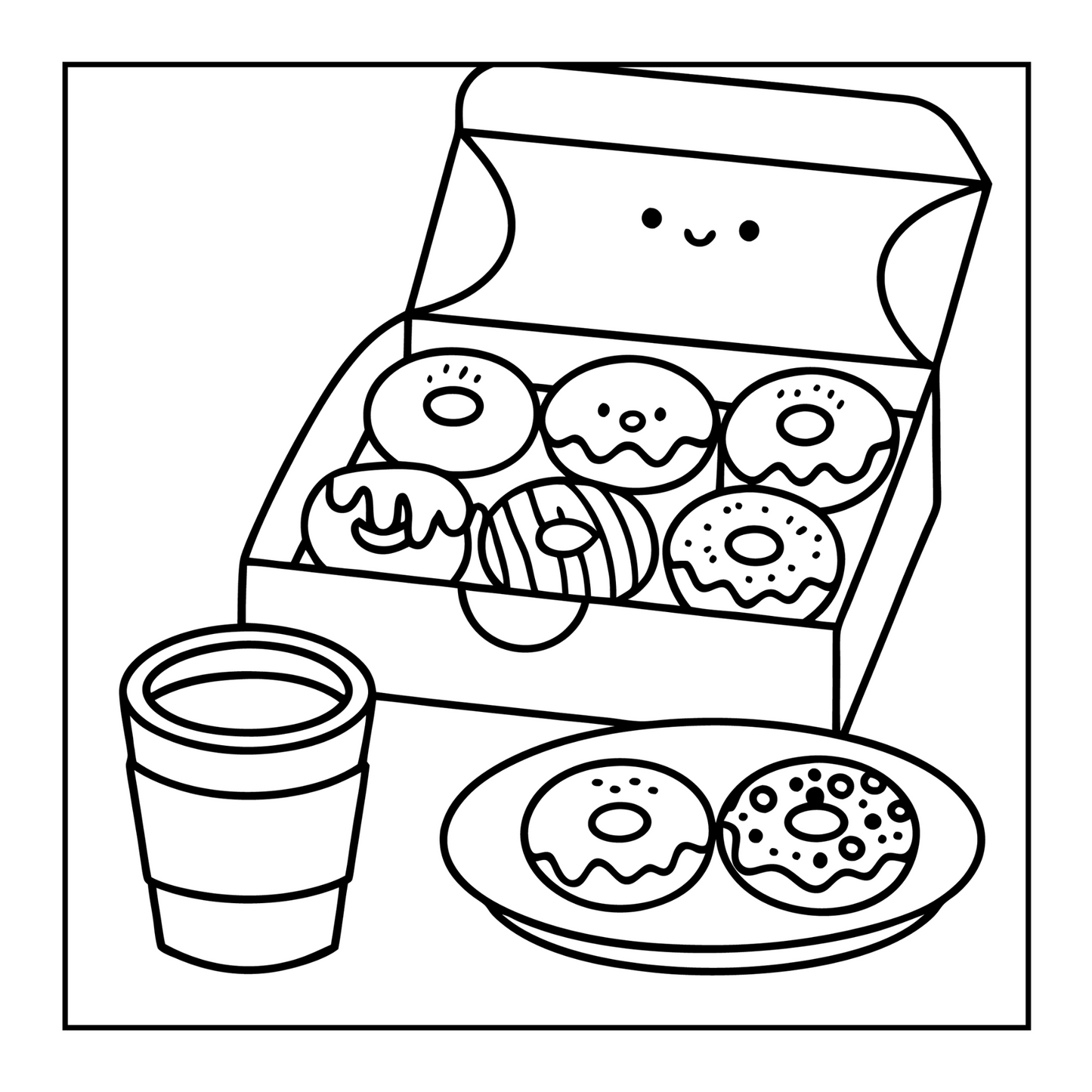 50 Pages Cozy Dessert Foodie Food Lover Coloring Book for Young Kids Men Women Boys Girls Teens Youth Simple Bold and Easy Cute Coloring