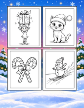 Load image into Gallery viewer, Cozy Christmas Coloring Book for Kids & Adults, Cute Animal Winter Holiday Activity Pages, Bold Easy Printed Paper Physical Christmas Gift