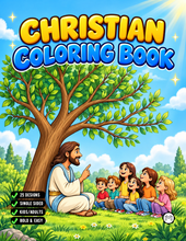 Load image into Gallery viewer, Christian Coloring Book for Adults Kids Boys Girls Teens, Bold and Easy Bible Story Designs, Single Sided Jesus Faith Devotional Gift