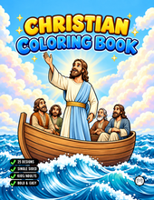 Load image into Gallery viewer, Christian Coloring Book for Adults Kids Boys Girls Teens, Bold and Easy Bible Story Designs, Single Sided Jesus Faith Devotional Gift
