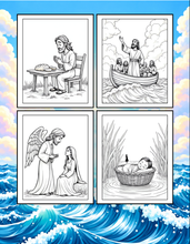 Load image into Gallery viewer, Christian Coloring Book for Adults Kids Boys Girls Teens, Bold and Easy Bible Story Designs, Single Sided Jesus Faith Devotional Gift