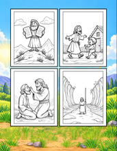 Load image into Gallery viewer, Christian Coloring Book for Adults Kids Boys Girls Teens, Bold and Easy Bible Story Designs, Single Sided Jesus Faith Devotional Gift