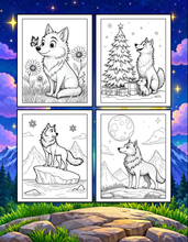 Load image into Gallery viewer, Cute Wolf Coloring Book for Kids and Adults, Bold and Easy Printed Coloring Book, 25 Single-Sided Wolf Designs, Animal Gift for All Ages