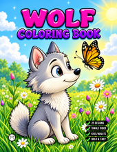 Load image into Gallery viewer, Cute Wolf Coloring Book for Kids and Adults, Bold and Easy Printed Coloring Book, 25 Single-Sided Wolf Designs, Animal Gift for All Ages
