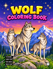 Load image into Gallery viewer, Cute Wolf Coloring Book for Kids and Adults, Bold and Easy Printed Coloring Book, 25 Single-Sided Wolf Designs, Animal Gift for All Ages