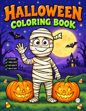 Load image into Gallery viewer, Halloween Coloring Book for Adults Kids, Printed Physical Book, 25 Bold Easy Spooky Designs, Single-Sided Pages, Perfect Halloween Gift