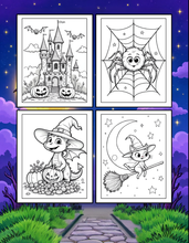Load image into Gallery viewer, Halloween Coloring Book for Adults Kids, Printed Physical Book, 25 Bold Easy Spooky Designs, Single-Sided Pages, Perfect Halloween Gift