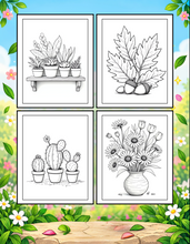 Load image into Gallery viewer, Botanical Coloring Book for Adults and Kids, Printed Physical Book, 25 Bold Easy Plant Designs, Single Sided Nature Art Therapy Gift