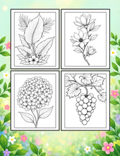 Load image into Gallery viewer, Botanical Coloring Book for Adults and Kids, Printed Physical Book, 25 Bold Easy Plant Designs, Single Sided Nature Art Therapy Gift