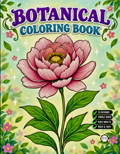 Load image into Gallery viewer, Botanical Coloring Book for Adults and Kids, Printed Physical Book, 25 Bold Easy Plant Designs, Single Sided Nature Art Therapy Gift