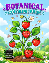 Load image into Gallery viewer, Botanical Coloring Book for Adults and Kids, Printed Physical Book, 25 Bold Easy Plant Designs, Single Sided Nature Art Therapy Gift