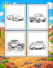 Load image into Gallery viewer, Printed Car Coloring Book for Kids Adults 25 Easy Vehicle Designs Physical Auto Activity Book Single Sided Pages Race Cars Off Road