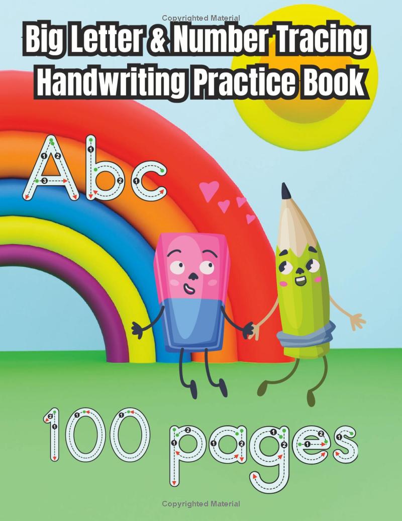 100 Pages Big Alphabet Letter Number Tracing Preschool Homeschool Kindergarten Handwriting Practice Learn to Write Preschool Alphabet Book