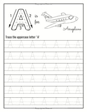 Load image into Gallery viewer, 50 Pages Big Alphabet Letter Number Tracing Preschool Homeschool Kindergarten Handwriting Practice Learn to Write Preschool Alphabet Book