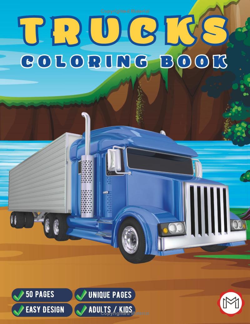 Truck Coloring Book For Adults Truck Coloring Pages Vehicle Coloring Book Gift Vehicle Coloring Book Adult Semi Truck Coloring Book For Kids