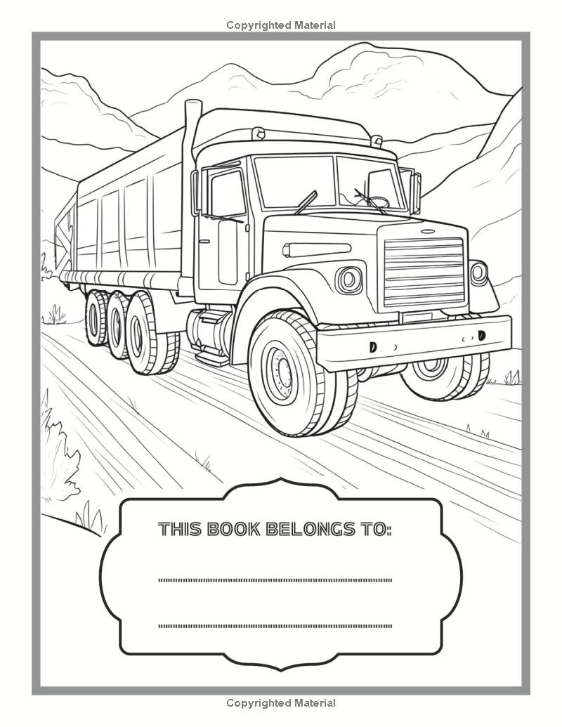 Truck Coloring Book For Adults Truck Coloring Pages Vehicle Coloring Book Gift Vehicle Coloring Book Adult Semi Truck Coloring Book For Kids