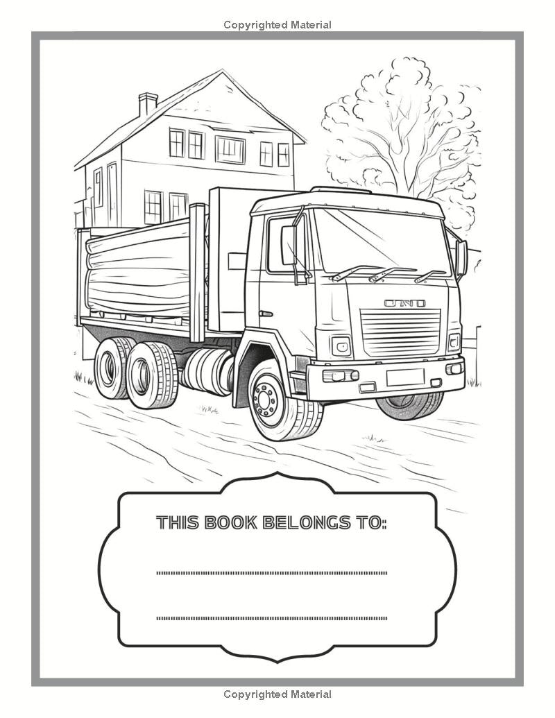 Truck Coloring Book For Adults Truck Coloring Pages Vehicle Coloring Book Gift Vehicle Coloring Book Adult Semi Truck Coloring Book For Kids