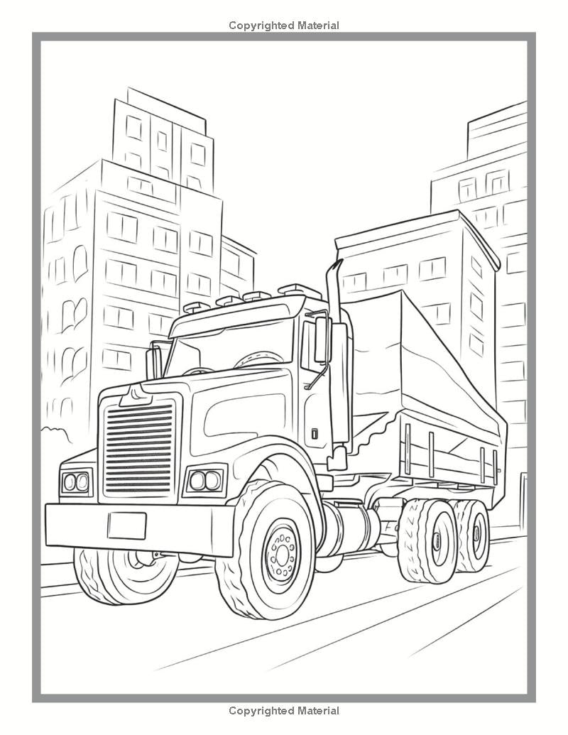 Truck Coloring Book For Adults Truck Coloring Pages Vehicle Coloring Book Gift Vehicle Coloring Book Adult Semi Truck Coloring Book For Kids