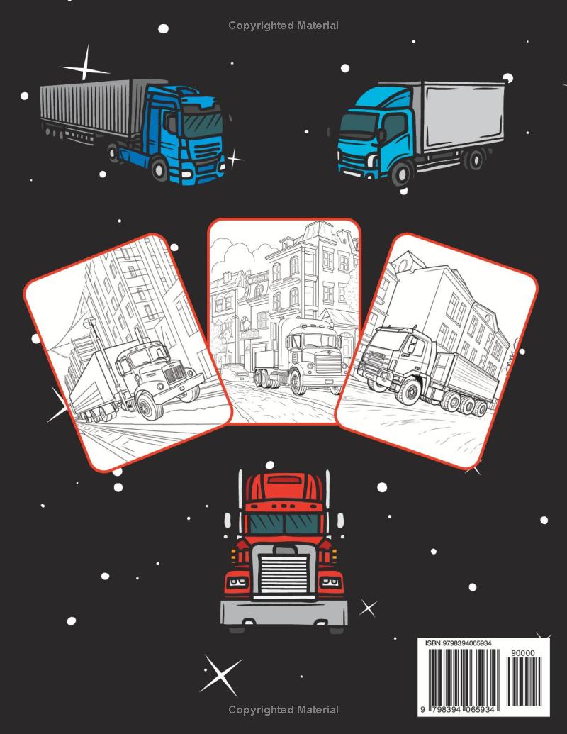 Truck Coloring Book For Adults Truck Coloring Pages Vehicle Coloring Book Gift Vehicle Coloring Book Adult Semi Truck Coloring Book For Kids
