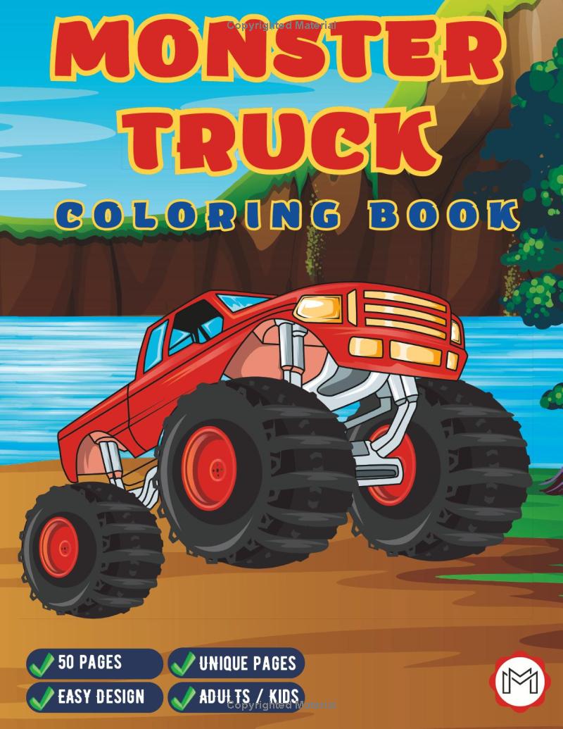 Monster Truck Coloring Book 30 Pages Truck Coloring Book For Kids Giant Monster Truck Coloring Sheet Gift Truck Coloring Books For Boys