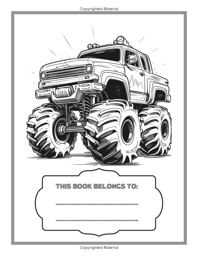Monster Truck Coloring Book 30 Pages Truck Coloring Book For Kids Giant Monster Truck Coloring Sheet Gift Truck Coloring Books For Boys