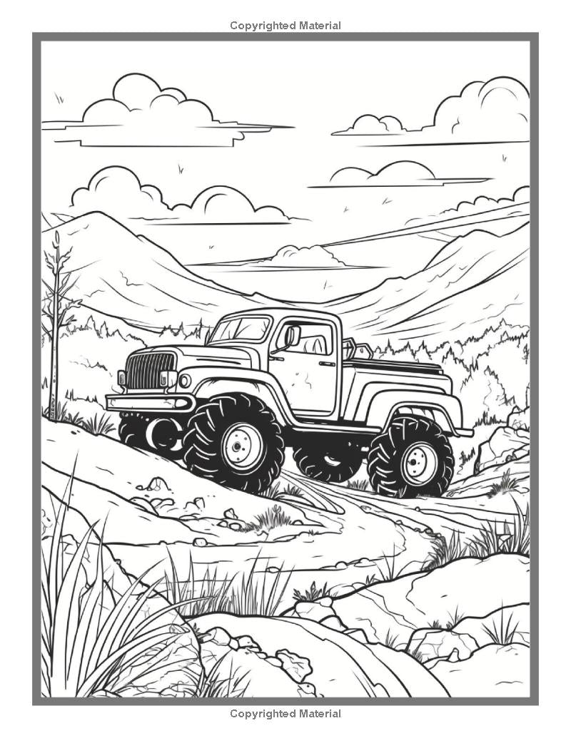 Monster Truck Coloring Book 30 Pages Truck Coloring Book For Kids Giant Monster Truck Coloring Sheet Gift Truck Coloring Books For Boys