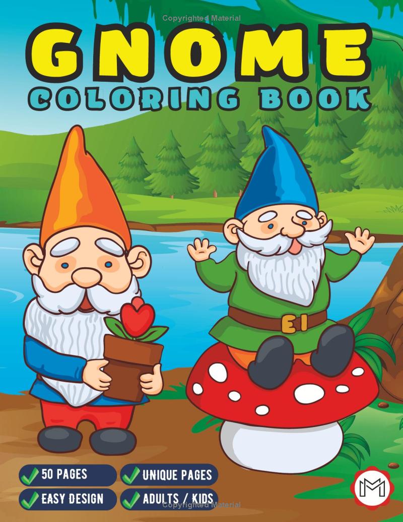 50 Pages Gnome Coloring Books For Adults Relaxation Fairy Gnome Coloring Book Cute Garden Gnome Spring Gnome Gift Ideas Gnome Gifts Book