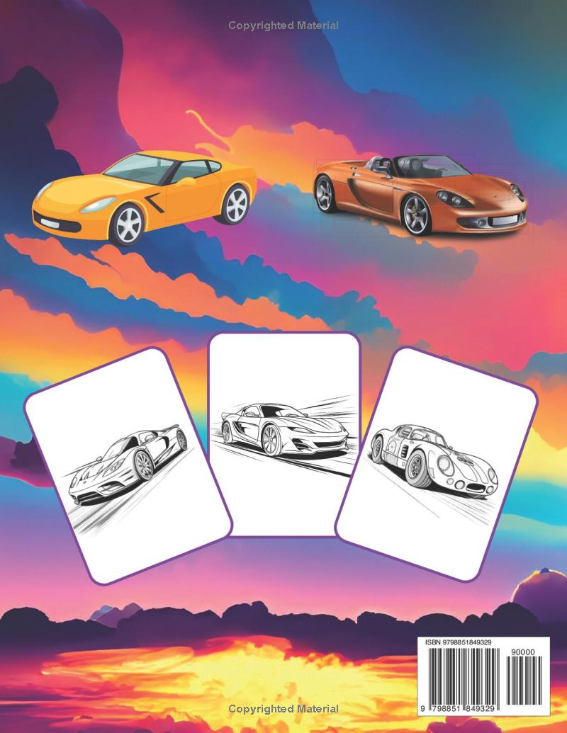 50 Pages Dream Super Car Fun Sports Cars Coloring Book Pages Car Coloring Book For Adults Car Coloring Book Sheets Race Car Coloring Book