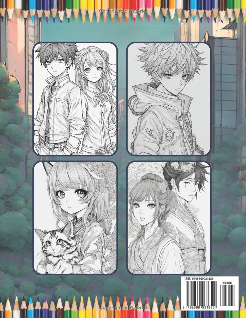 Cute Japanese Anime Coloring Book for Adults Kids Boys Girls 50 Pages Easy Anime Manga Coloring Pages for Kids Coloring Books for Teens