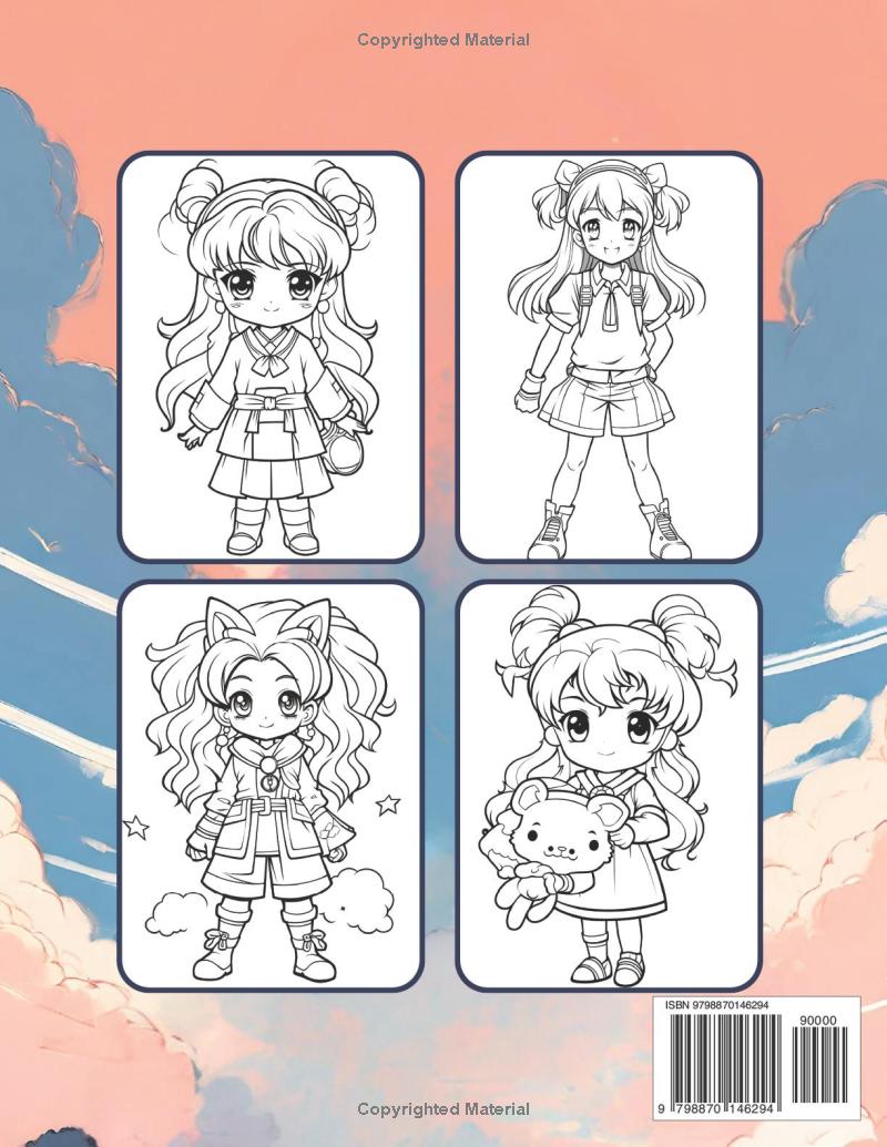 Anime Girl Coloring Book for Adults Kids Girls Boys Gift Anime Girl Coloring Pages for Teenage Girls Cute Japanese Anime Coloring Book