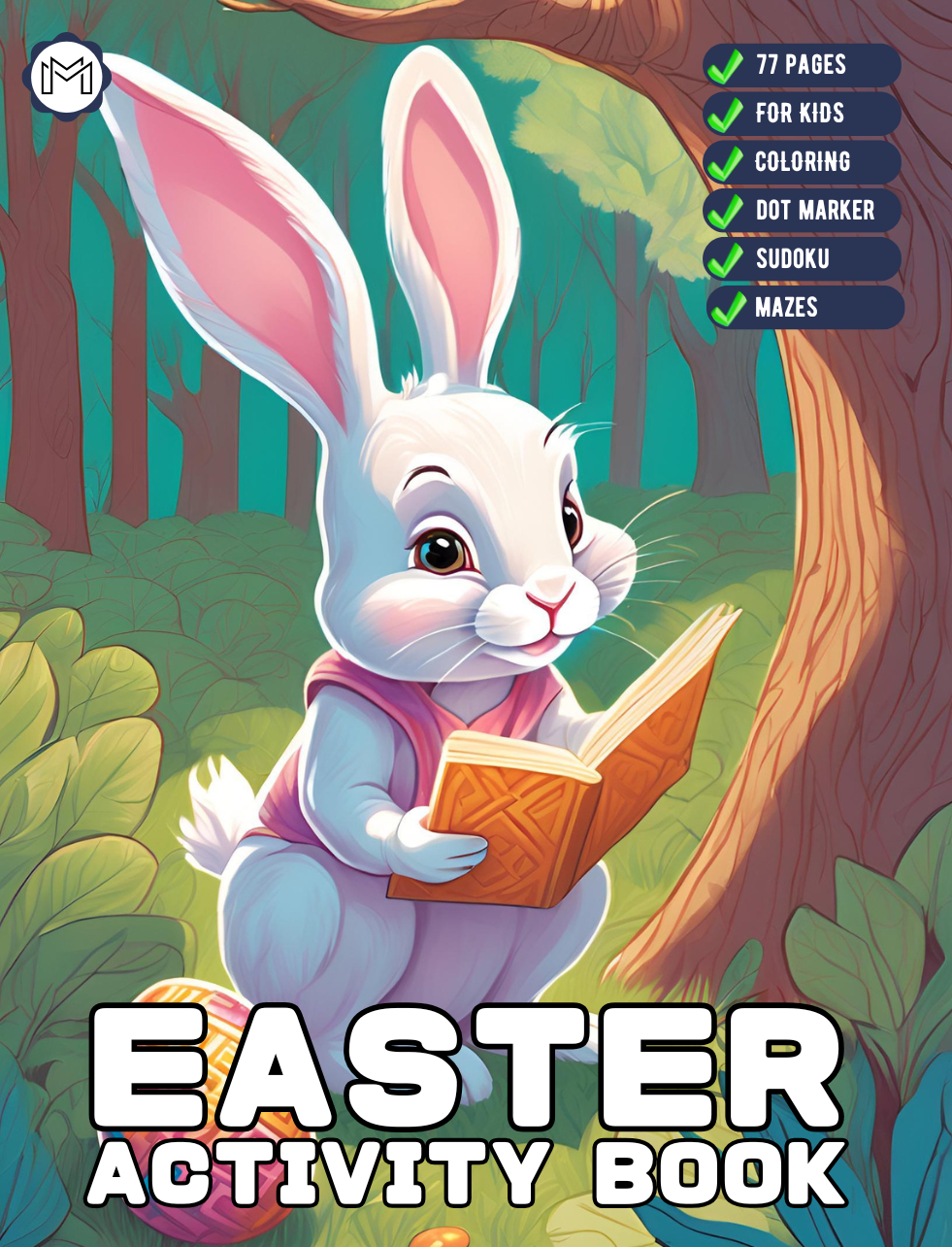 Happy Easter Bunny Rabbit Activity Book Gift for Kids Preschool Ages Boys Girls Teens Youth 50 Pages Coloring Drawing Cutting Mazes Puzzles