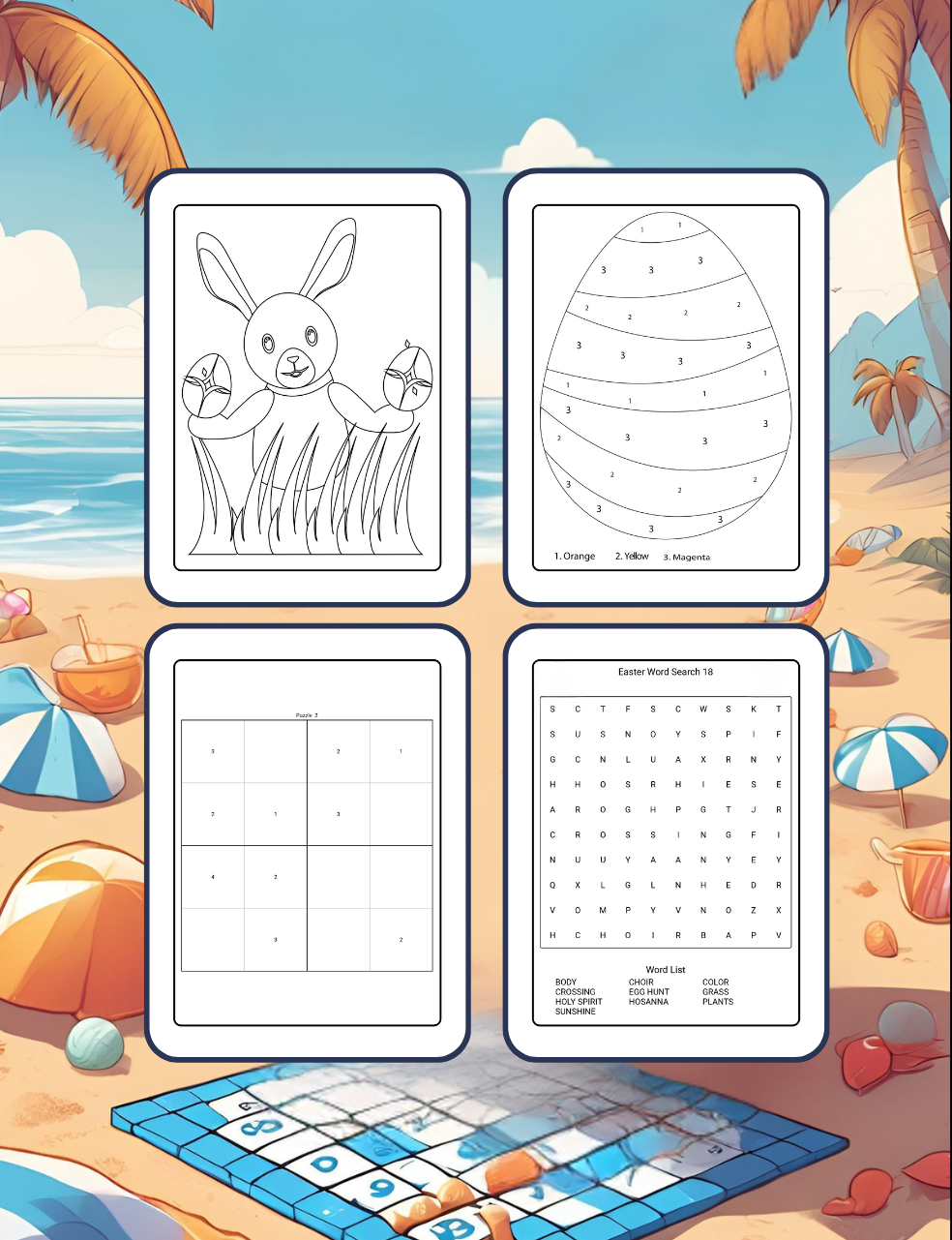 50 Pages Happy Easter Bunny Rabbit Activity Book Gift for Kids Preschool Ages Boys Girls Teens Youth Coloring Drawing Cutting Mazes Puzzles