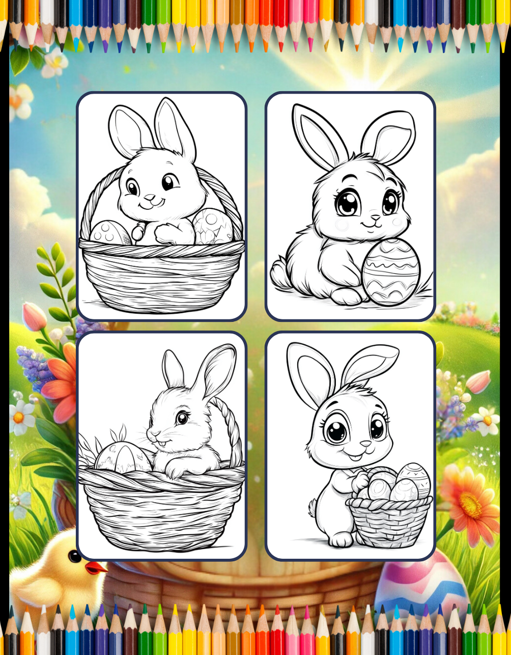 Easter Coloring Book Gift for Kids Boys Girls Teens Youth 50 Pages Bold and Easy Easter Coloring Sheets for Children Stress Relief Coloring