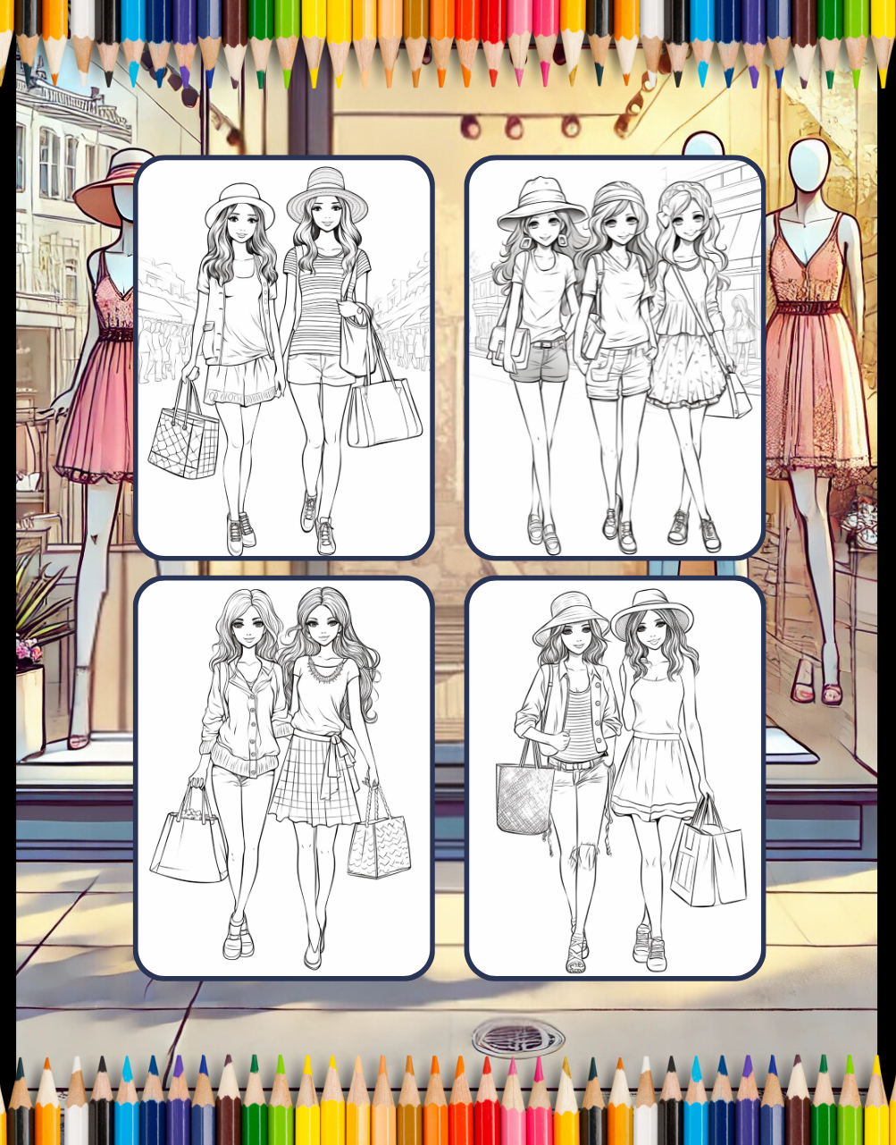 Fashion Girl Coloring Book Gift for Adults Men Women Kids Boys Girls Teens Youth Fashion Boutique Girls Clothes Dresses Designs Coloring