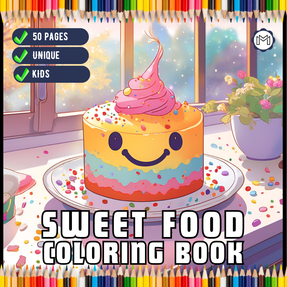 50 Pages Cozy Dessert Foodie Food Lover Coloring Book for Young Kids Men Women Boys Girls Teens Youth Simple Bold and Easy Cute Coloring