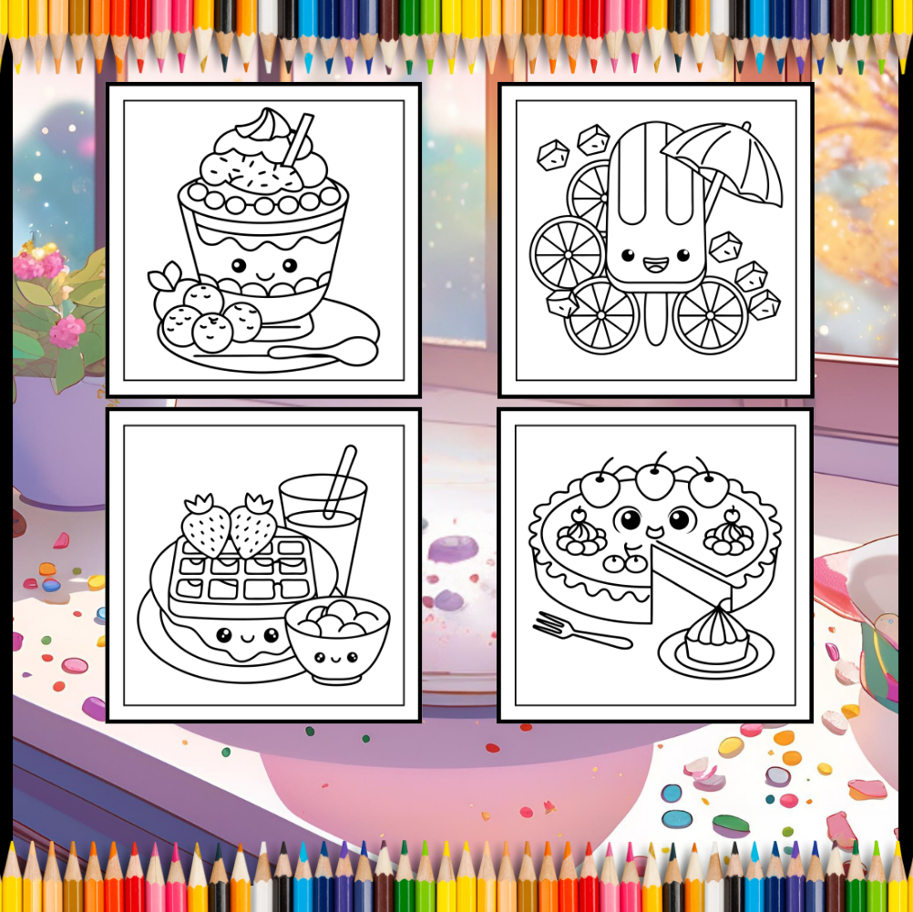 50 Pages Cozy Dessert Foodie Food Lover Coloring Book for Young Kids Men Women Boys Girls Teens Youth Simple Bold and Easy Cute Coloring