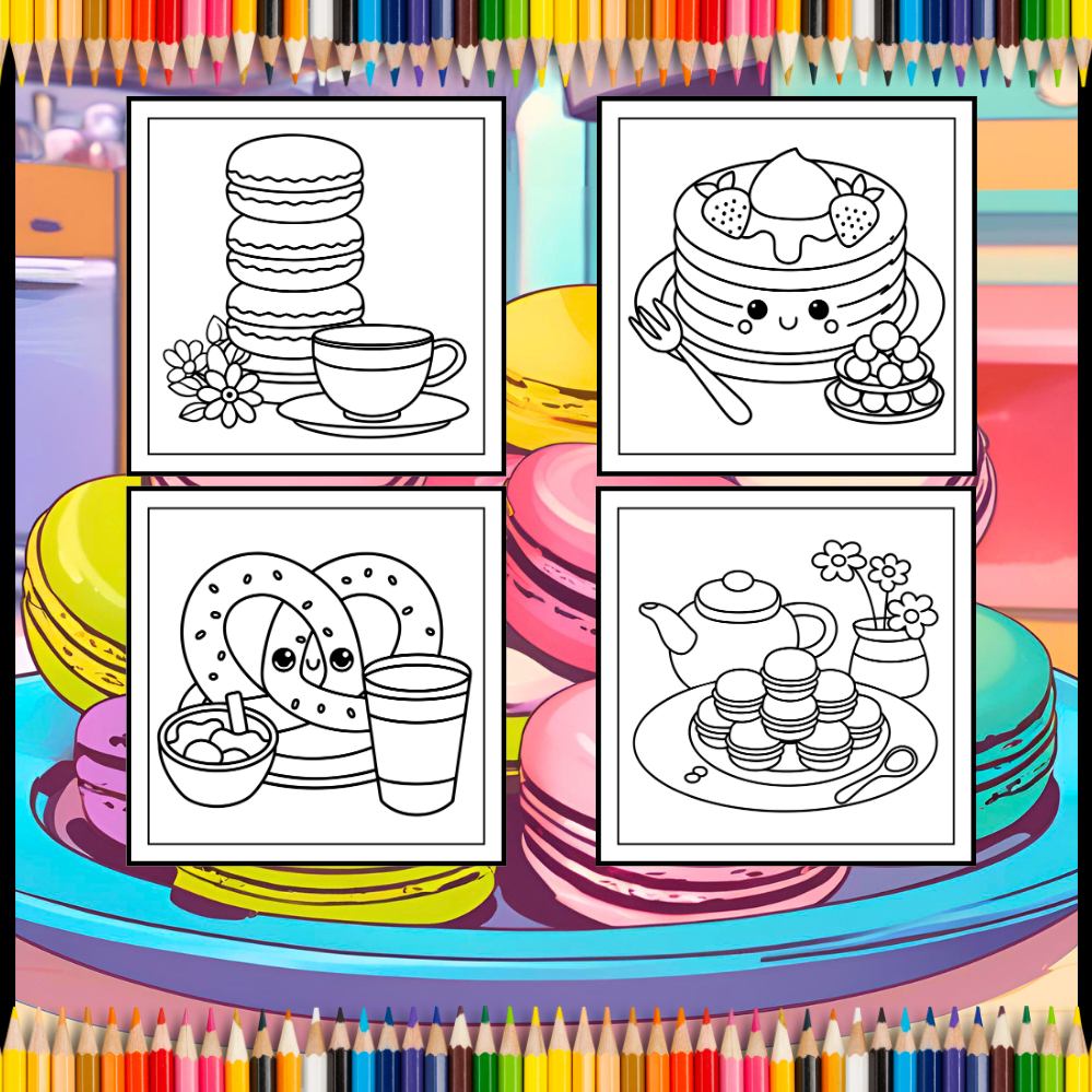 50 Pages Bold and Easy Sweet Treats Food Coloring Book Gift for Kids Boys Girls Young Teens Children Youth Food Drink Sweets Coloring Book